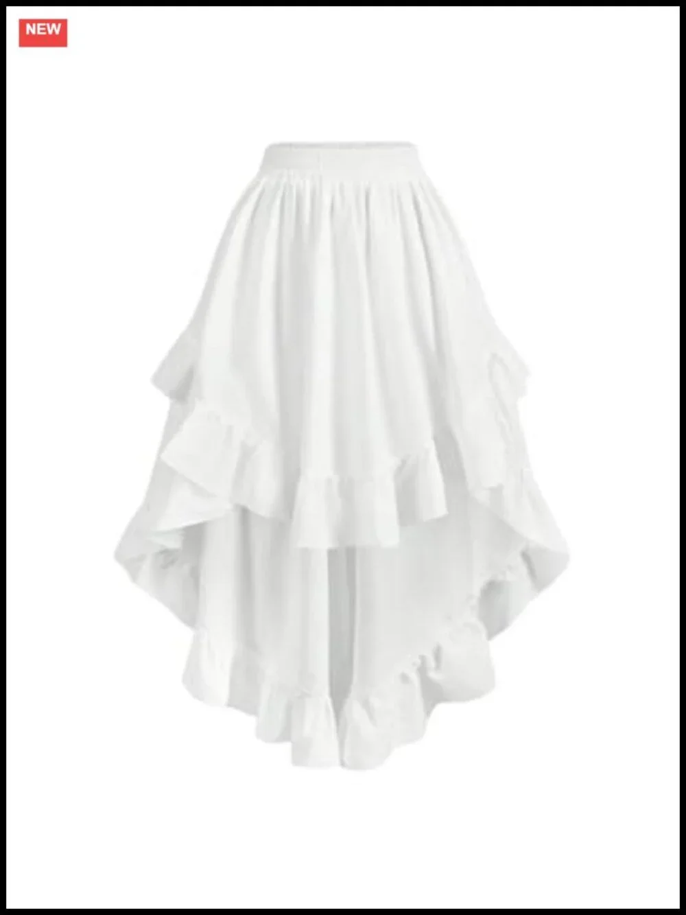 Womens Asymmetrical High Low Renaissance Midi Skirt Ruffle A Line